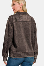 Load image into Gallery viewer, Zenana Acid Washed Half Snap Fleece Sweatshirt
