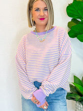 Load image into Gallery viewer, Striped Round Neck Long Sleeve Sweatshirt
