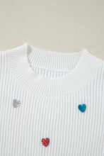 Load image into Gallery viewer, Heart Sequin Round Neck Long Sleeve Sweater
