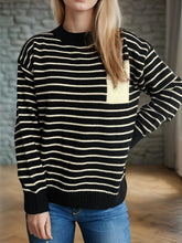 Load image into Gallery viewer, Striped Mock Neck Long Sleeve Sweater
