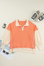 Load image into Gallery viewer, Striped Johnny Collar Long Sleeve Sweatshirt
