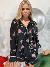 Load image into Gallery viewer, Printed Collared Neck Long Sleeve Top and Shorts Set
