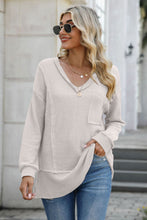 Load image into Gallery viewer, Exposed Seam V-Neck Long Sleeve T-Shirt
