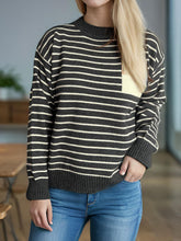 Load image into Gallery viewer, Striped Mock Neck Long Sleeve Sweater
