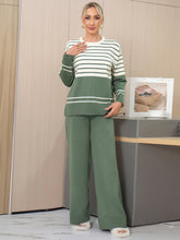 Load image into Gallery viewer, Basic Bae Striped Round Neck Long Sleeve Top and Pants Sweater Set
