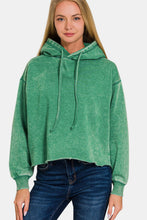 Load image into Gallery viewer, Zenana Acid Wash Fleece Cropped Hoodie
