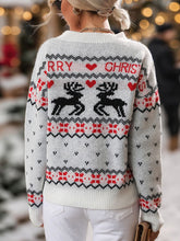 Load image into Gallery viewer, Perfee Reindeer Round Neck Long Sleeve Sweater
