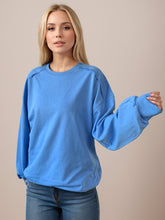 Load image into Gallery viewer, Exposed Seam Round Neck Long Sleeve Sweatshirt
