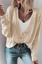 Load image into Gallery viewer, Openwork Button Up Long Sleeve Cardigan
