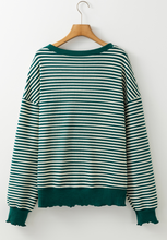Load image into Gallery viewer, LUCKY Striped Round Neck Long Sleeve Sweatshirt
