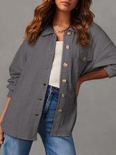 Load image into Gallery viewer, Textured Button Up Long Sleeve Shacket
