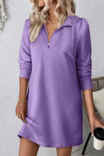 Load image into Gallery viewer, Double Take Textured Quarter Zip Long Sleeve Dress
