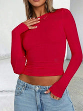 Load image into Gallery viewer, Solid Color Round Neck Long Sleeve T-Shirt
