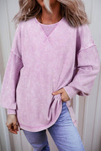 Load image into Gallery viewer, Exposed Seam Round Neck Long Sleeve Sweatshirt
