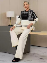 Load image into Gallery viewer, Basic Bae Striped Round Neck Long Sleeve Top and Pants Sweater Set
