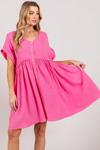 Load image into Gallery viewer, SAGE + FIG Button Up Short Sleeve Dress
