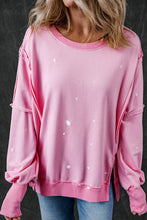 Load image into Gallery viewer, Exposed Seam Splatter Print Round Neck Sweatshirt
