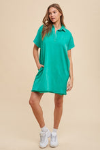 Load image into Gallery viewer, Annie Wear Mineral Washed Johnny Collar Short Sleeve Dress
