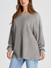 Load image into Gallery viewer, Waffle Knit Round Neck Long Sleeve T-Shirt
