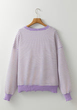 Load image into Gallery viewer, Striped Round Neck Long Sleeve Sweatshirt
