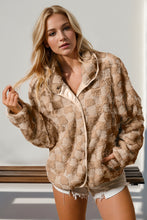 Load image into Gallery viewer, Double Take Checkered Long Sleeve Fuzzy Jacket
