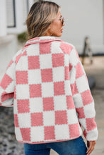 Load image into Gallery viewer, Checkered Snap Down Long Sleeve Teddy Jacket
