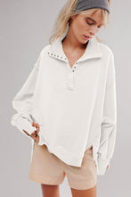 Load image into Gallery viewer, Exposed Seam Side Slit Long Sleeve Sweatshirt
