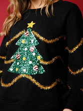 Load image into Gallery viewer, Sequin Christmas Tree Round Neck Sweatshirt
