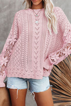 Load image into Gallery viewer, Openwork Round Neck Long Sleeve Sweater
