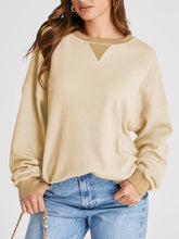 Load image into Gallery viewer, Waffle Knit Round Neck Long Sleeve T-Shirt
