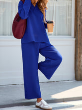 Load image into Gallery viewer, Johnny Collar Long Sleeve Top and Wide Leg Pants Set
