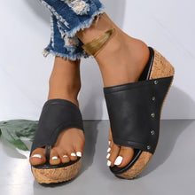 Load image into Gallery viewer, PU Leather Wedge Sandals
