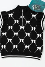 Load image into Gallery viewer, Bow Half Zip Sweater Vest
