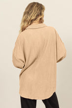 Load image into Gallery viewer, HYFVE Waffle-Knit Curved Hem Button Up Shacket
