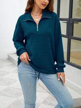 Load image into Gallery viewer, Textured Quarter Zip Long Sleeve Sweatshirt
