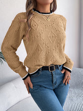 Load image into Gallery viewer, Contrast Trim Round Neck Long Sleeve Sweater
