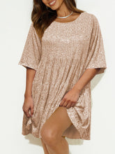 Load image into Gallery viewer, Sequin Round Neck Half Sleeve Mini Dress
