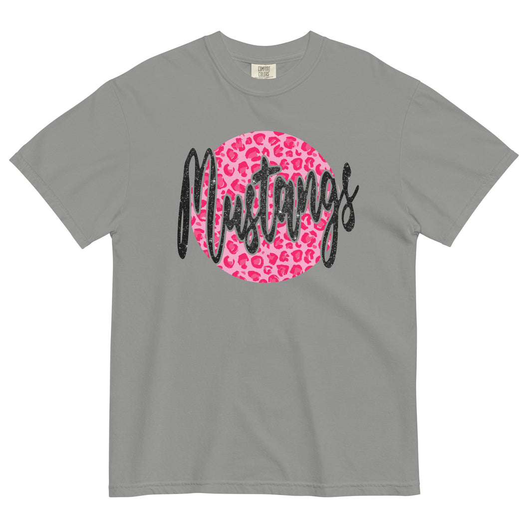 Mustangs Leopard Pink Comfort Colors  garment-dyed heavyweight t-shirt