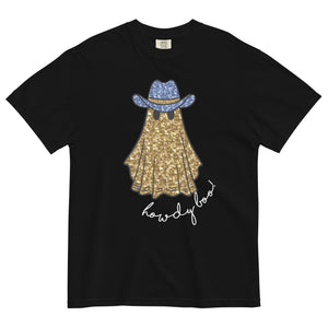 Faux Glitter Howdy Boo Ghost Comfort Colors Tee