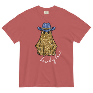 Faux Glitter Howdy Boo Ghost Comfort Colors Tee