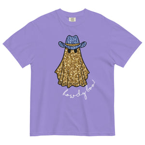 Faux Glitter Howdy Boo Ghost Comfort Colors Tee