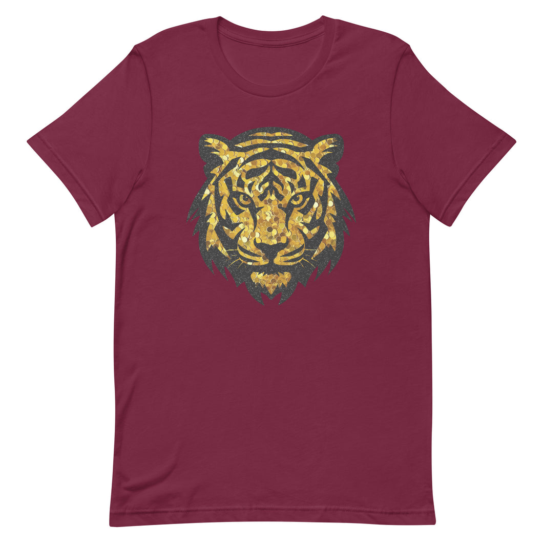 Gold Faux Glitter Tiger Head Unisex t-shirt