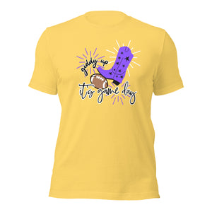 Giddy Up It's Game Day Purple Bella Canvas Unisex t-shirt