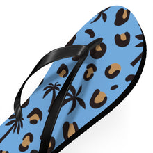 Load image into Gallery viewer, Palm Tree Blue Flip Flops
