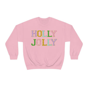 Faux Chenille Holly Jolly Unisex Heavy Blend™ Crewneck Sweatshirt