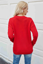 Load image into Gallery viewer, Pom-Pom Drop Shoulder Ribbed Trim Sweater
