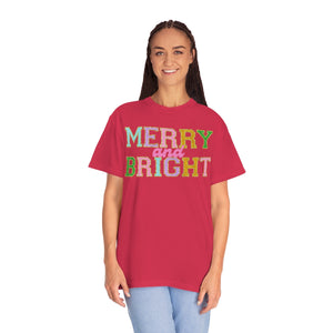 Faux Chenille Merry and Bright Comfort Colors Unisex Garment-Dyed T-shirt