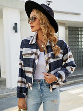Load image into Gallery viewer, Plaid Button Up Pocketed Jacket
