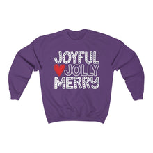 Load image into Gallery viewer, Joyful Jolly Merry White Font Unisex Heavy Blend™ Crewneck Sweatshirt
