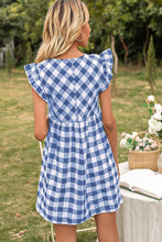 Load image into Gallery viewer, Plaid Butterfly Sleeve Deep V Dress
